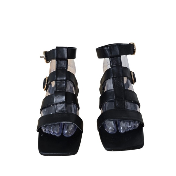 ZARA Black Gladiator Strappy Block Heel Sandals‎ Women Size 37 - Picture 6 of 6